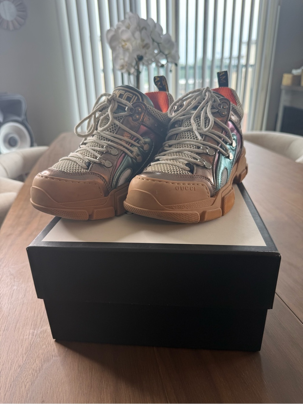 Gucci Women’s Brown Iridescent Rhyton-Style Sneakers